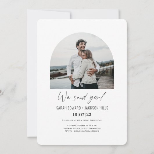 We zeiden ja eenvoudige moderne foto elopement bru kaart (Voorkant)