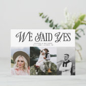 We zeiden Ja  Elegantie Bruiloft Multi Foto Aankondiging (Staand voorkant)