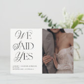 We zeiden Ja Foto Bruiloft Receptie QR Code Kaart (Staand voorkant)