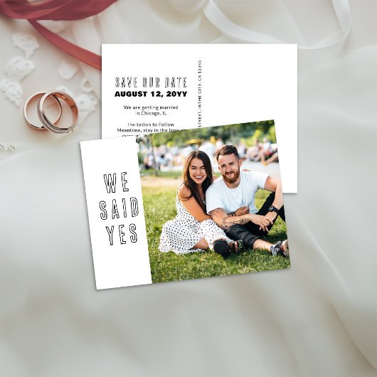 We zeiden Ja Foto Bruiloft Save the Date Briefkaar Aankondigingskaart