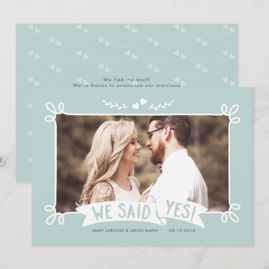 We zeiden ja | Fotohuwelijksaankondiging Kaart (Voorkant / Achterkant)
