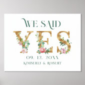 We zeiden ja Gold Letter roze bloemen Folie Afdrukken (Voorkant)