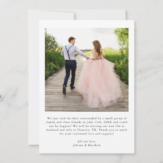 We zeiden ja Heart Modern Script Weduwfoto Aankondiging (Achterkant)