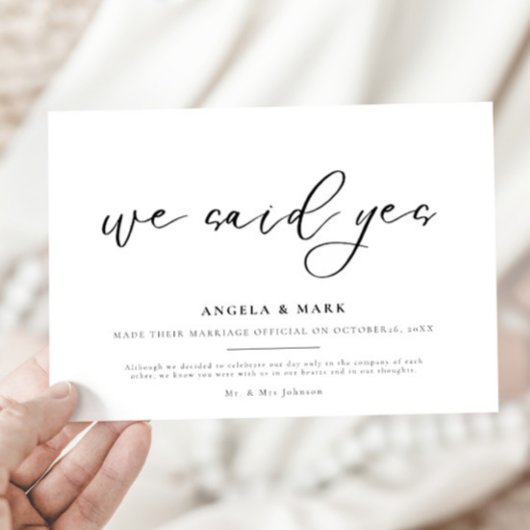 We zeiden ja huwelijksaankondiging Kaart Verloving