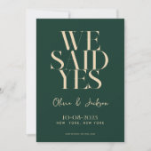 We zeiden ja minimale chique moderne bruiloft save the date (Voorkant)