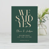 We zeiden ja minimale chique moderne bruiloft save the date (Staand voorkant)