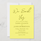 We zeiden ja minimalistische boter gele bruiloft kaart (Voorkant)