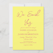 We zeiden ja Modern Blush roze en gele bruiloft Kaart (Voorkant)