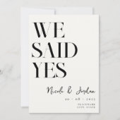 We zeiden ja Modern Simple Chic Weddenschap Save The Date (Voorkant)