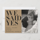 We zeiden ja rustieke chique foto bruiloft aankond kaart (Voorkant)