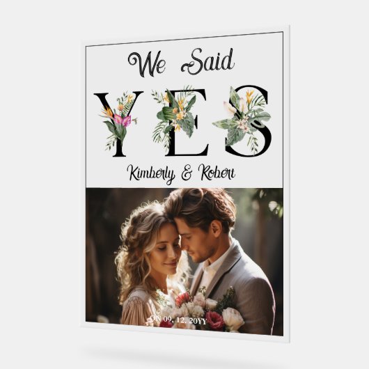 We zeiden ja tropische bloemen brieven aangepaste  acryl bord (Hoek)