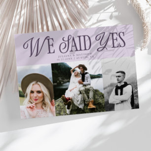 We zeiden ja Vintage bruiloft multi foto Paarse Aankondiging