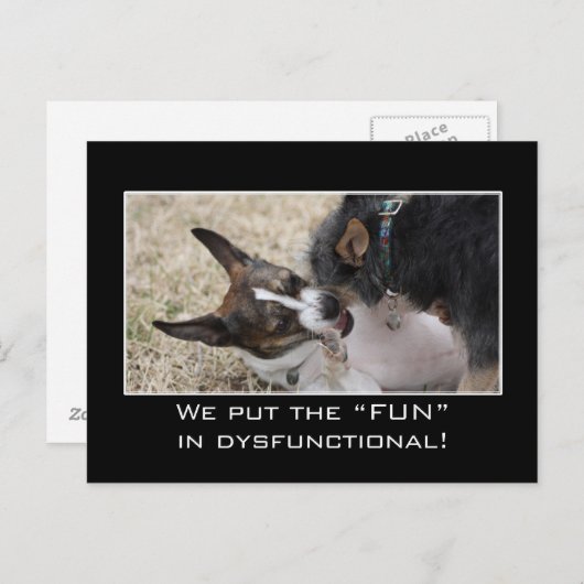 We zetten echt het "plezier" in disfunctioneel. briefkaart (Voorkant / Achterkant)