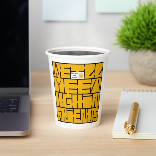 We zien elkaar weer, vrienden papieren bekers (Insitu)