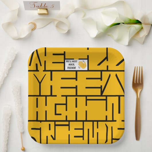 We zien elkaar weer, vrienden papieren bordje (Huwelijk)