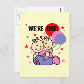 We zijn 1 verjaardag Tshirts en cadeautjes Briefkaart (Voorkant / Achterkant)