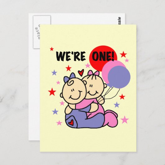 We zijn 1 verjaardag Tshirts en cadeautjes Briefkaart (Voorkant / Achterkant)