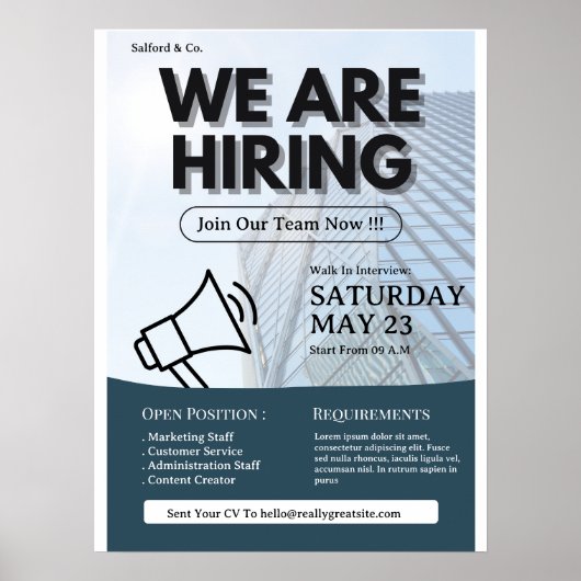 We zijn aan het werven Flyer, Vacature, Werving Fl Poster (Voorkant)