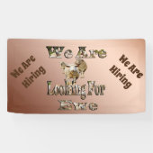 We zijn aan het werven, grappige schaap woordspeli spandoek (Horizontaal)