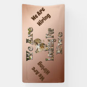 We zijn aan het werven, grappige schaap woordspeli spandoek (Verticaal)