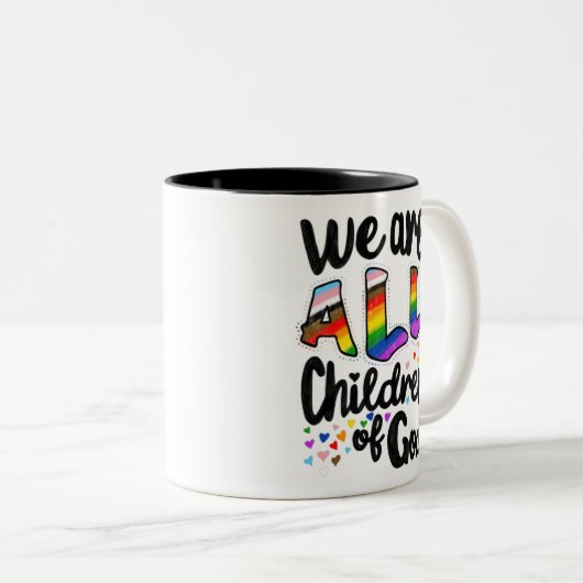 We zijn ALL Children of God LGBTQ+ Pride Tweekleurige Koffiemok (Voorkant rechts)