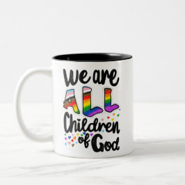 We zijn ALL Children of God LGBTQ+ Pride Tweekleurige Koffiemok