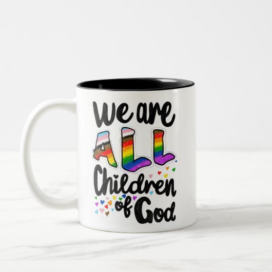 We zijn ALL Children of God LGBTQ+ Pride Tweekleurige Koffiemok (Links)