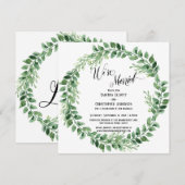 We zijn alleen getrouwd met Green Wreath Reception Kaart (Voorkant / Achterkant)