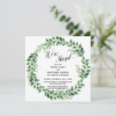 We zijn alleen getrouwd met Green Wreath Reception Kaart (Staand voorkant)