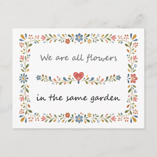 We zijn allemaal bloemen in dezelfde tuin briefkaart