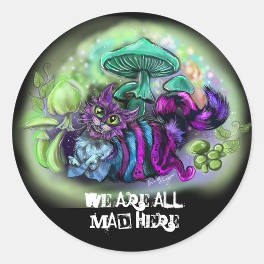 We zijn allemaal boos hier lachende kat ronde sticker (Voorkant)