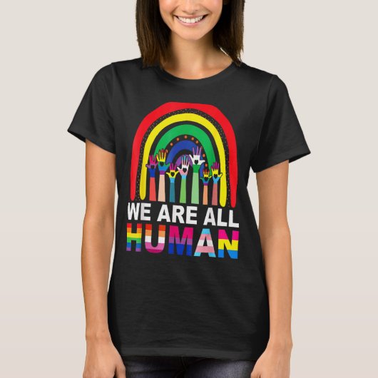 We zijn allemaal de menselijke pride Ally Rainbow T-shirt (Voorkant)