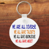 We zijn allemaal divers (wit)nKeychain Sleutelhanger (Voorkant)