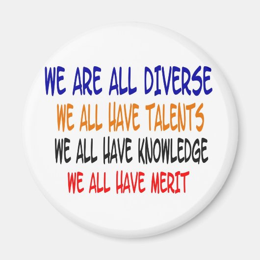We zijn allemaal divers (witte) magneet (Voorkant)