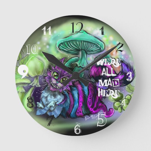 We zijn allemaal gek hier Cat Clock Ronde Klok (Voorkant)