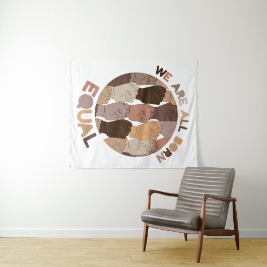 We zijn allemaal gelijk geboren, alle zwarte leven wandkleed (In Situ (horizontaal))