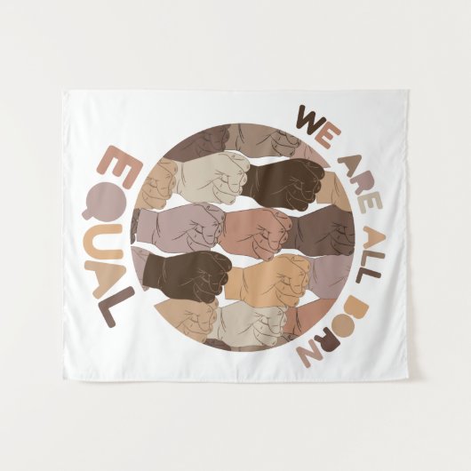 We zijn allemaal gelijk geboren, alle zwarte leven wandkleed (Voorkant (horizontaal))
