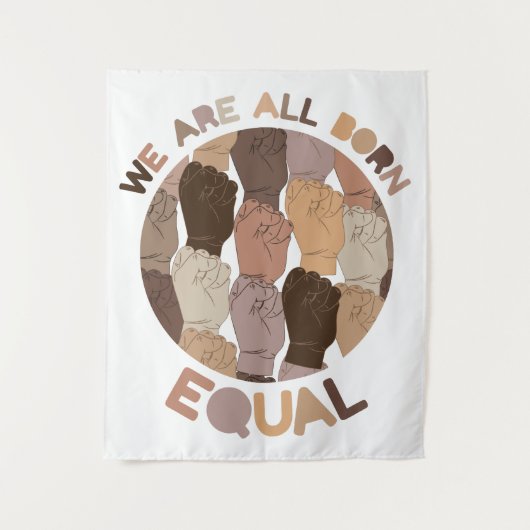 We zijn allemaal gelijk geboren, alle zwarte leven wandkleed (Voorkant)