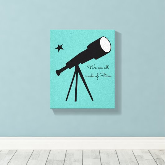 We zijn allemaal gemaakt van Stars telescope quote Canvas Afdruk (Insitu (Houten vloer))
