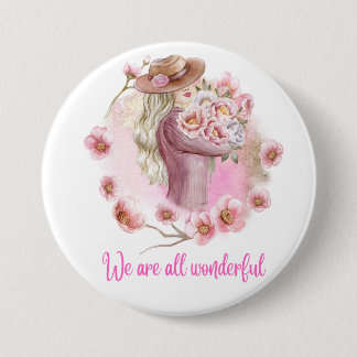 We zijn allemaal geweldig – Bloemenschildering Vro Ronde Button 7,6 Cm