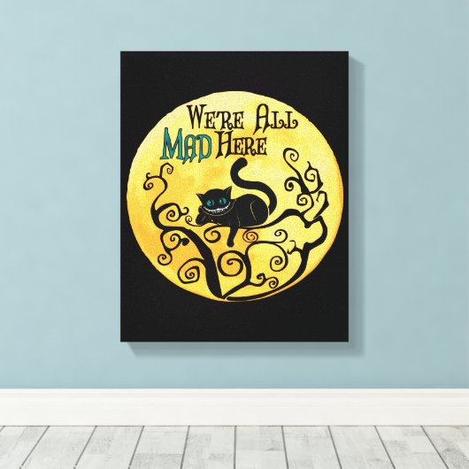 We zijn allemaal hier, Cheshire Cat Canvas Afdruk (Insitu (Houten vloer))