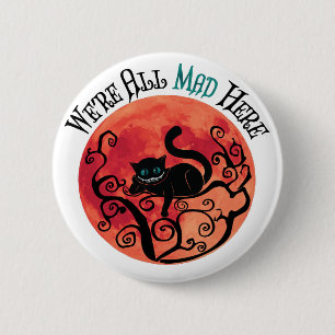 We zijn allemaal hier, Cheshire Cat Ronde Button 5,7 Cm