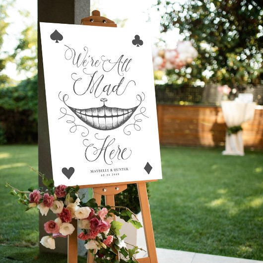 We zijn allemaal hier Cheshire Cat Smile Kaart Poster