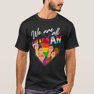 We zijn allemaal Human Flag Hart LGBT Gay Pride Ma T-shirt