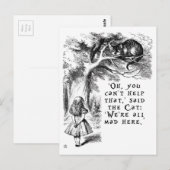 We zijn allemaal kwaad hier - Cheshire cat Briefkaart (Voorkant / Achterkant)