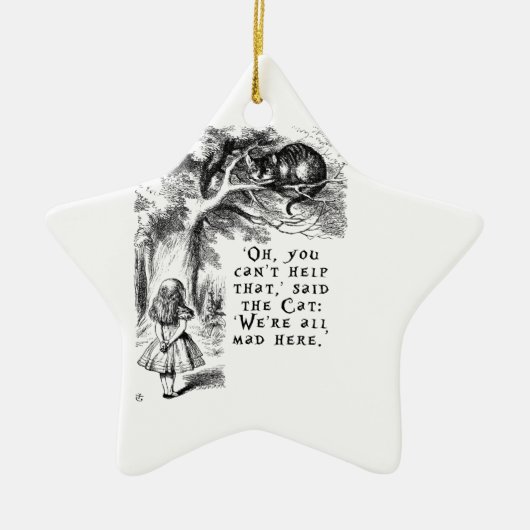 We zijn allemaal kwaad hier - Cheshire cat Keramisch Ornament (Voorkant)