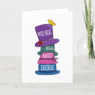 We zijn allemaal Mad Hier Mad Hatter Alice in Wond Feestdagen Kaart