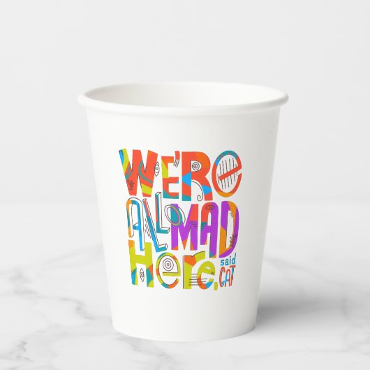 We zijn allemaal Mad hier Papieren Bekers (Voorkant)