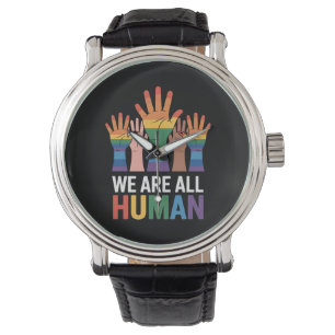 We zijn allemaal mens regenboog LGBTQ trots opgehe Horloge