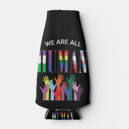 We zijn allemaal menselijke kleurrijke handen flesjeskoeler